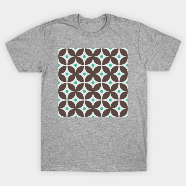 Geometric Pattern: Stylised Flower: Brown T-Shirt by Red Wolf